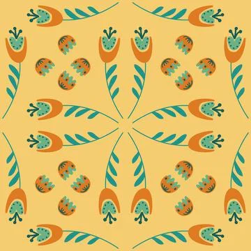 Cute bell flower seamless pattern, bellflower campanula wild flower, organic  Stock Illustration