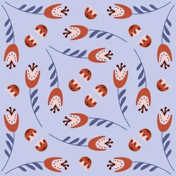 Cute bell flower seamless pattern, bellflower campanula wild flower, organic  Illustrazione stock