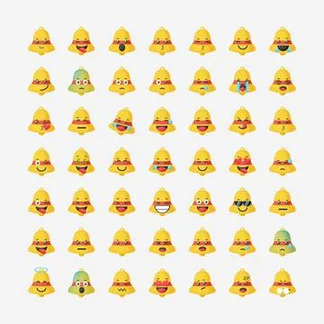 Cute bell notification with emoticons vector icon illustration Stock Illustration