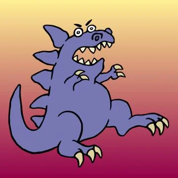 Cute big angry dinosaur. Vector illustration. Stock Illustration