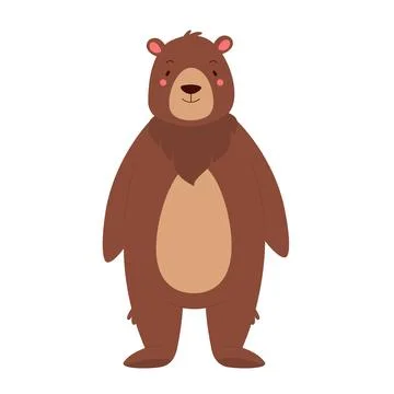 Cute big bear in standing pose Stock Illustration