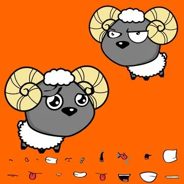 Cute big head ram character cartoon Stock Illustration