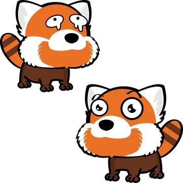 Cute big head red panda character cartoon Stock Illustration