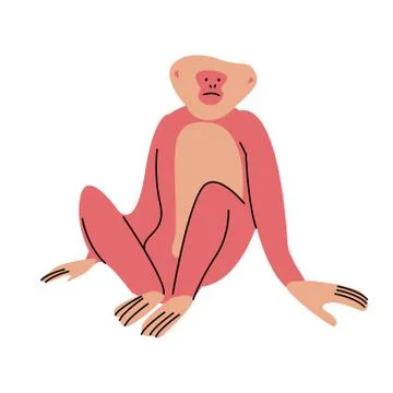 Cute big red monkey with yellow hair sitting vector illustration Stock Illustration