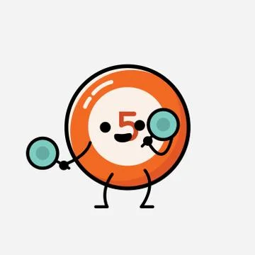 Cute Billiard Ball Mascot Vector Character in Flat Design Style Stock Illustration
