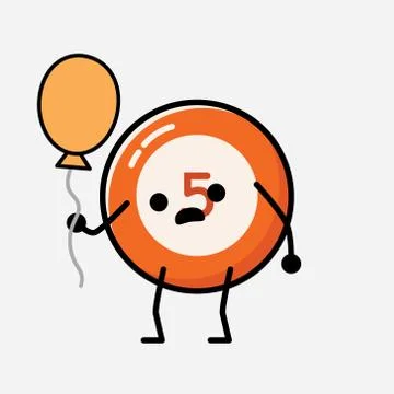Cute Billiard Ball Mascot Vector Character in Flat Design Style Stock Illustration
