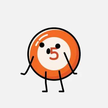 Cute Billiard Ball Mascot Vector Character in Flat Design Style Stock Illustration