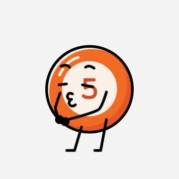 Cute Billiard Ball Mascot Vector Character in Flat Design Style Stock Illustration