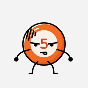 Cute Billiard Ball Mascot Vector Character in Flat Design Style Stock Illustration