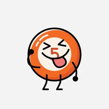 Cute Billiard Ball Mascot Vector Character in Flat Design Style Stock Illustration