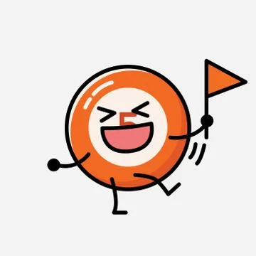 Cute Billiard Ball Mascot Vector Character in Flat Design Style Stock Illustration