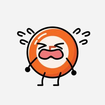 Cute Billiard Ball Mascot Vector Character in Flat Design Style Stock Illustration