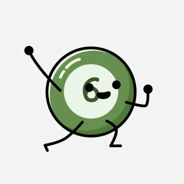 Cute Billiard Ball Mascot Vector Character in Flat Design Style Stock Illustration