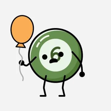 Cute Billiard Ball Mascot Vector Character in Flat Design Style Stock Illustration