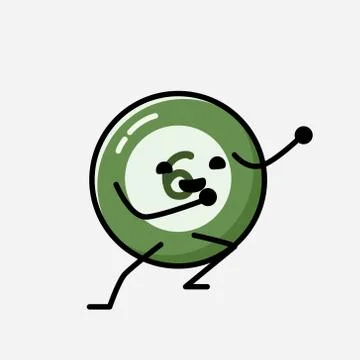 Cute Billiard Ball Mascot Vector Character in Flat Design Style Stock Illustration