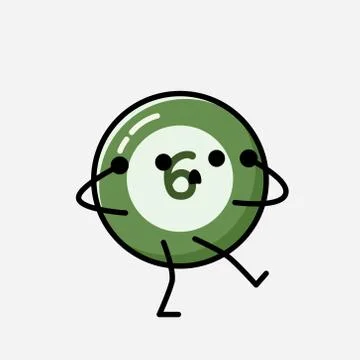 Cute Billiard Ball Mascot Vector Character in Flat Design Style Stock Illustration