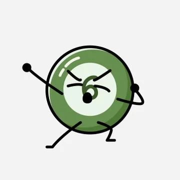 Cute Billiard Ball Mascot Vector Character in Flat Design Style Stock Illustration