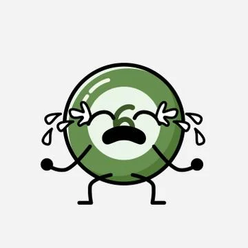 Cute Billiard Ball Mascot Vector Character in Flat Design Style Stock Illustration