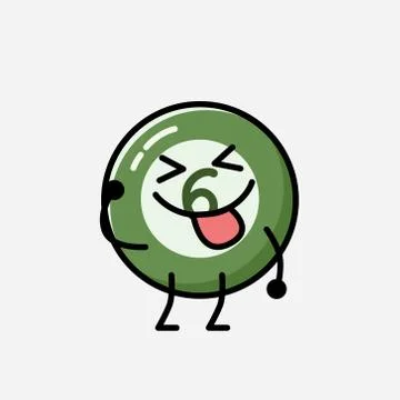 Cute Billiard Ball Mascot Vector Character in Flat Design Style Stock Illustration