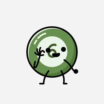 Cute Billiard Ball Mascot Vector Character in Flat Design Style Stock Illustration