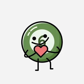 Cute Billiard Ball Mascot Vector Character in Flat Design Style Stock Illustration