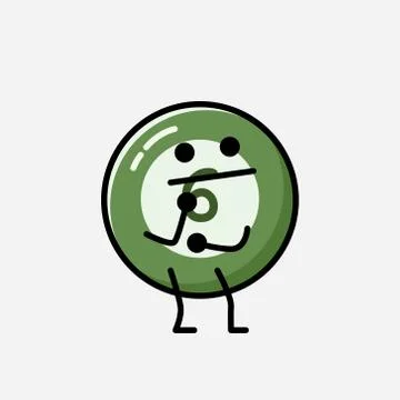 Cute Billiard Ball Mascot Vector Character in Flat Design Style Illustrazione stock
