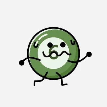 Cute Billiard Ball Mascot Vector Character in Flat Design Style Stock Illustration