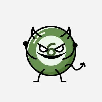 Cute Billiard Ball Mascot Vector Character in Flat Design Style Stock Illustration