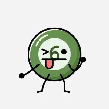 Cute Billiard Ball Mascot Vector Character in Flat Design Style Stock Illustration