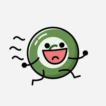 Cute Billiard Ball Mascot Vector Character in Flat Design Style Stock Illustration