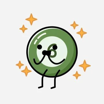 Cute Billiard Ball Mascot Vector Character in Flat Design Style Illustrazione stock