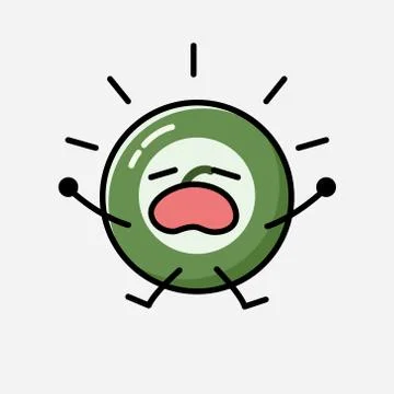 Cute Billiard Ball Mascot Vector Character in Flat Design Style Stock Illustration