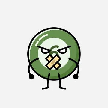 Cute Billiard Ball Mascot Vector Character in Flat Design Style Stock Illustration