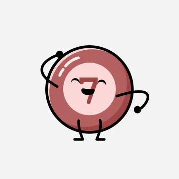 Cute Billiard Ball Mascot Vector Character in Flat Design Style Stock Illustration