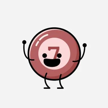 Cute Billiard Ball Mascot Vector Character in Flat Design Style Stock Illustration
