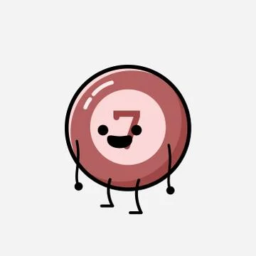 Cute Billiard Ball Mascot Vector Character in Flat Design Style Stock Illustration