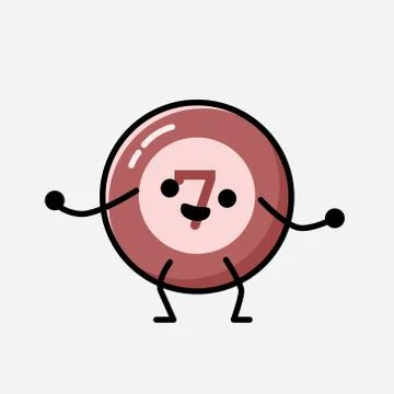 Cute Billiard Ball Mascot Vector Character in Flat Design Style Stock Illustration
