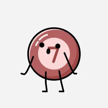 Cute Billiard Ball Mascot Vector Character in Flat Design Style Stock Illustration