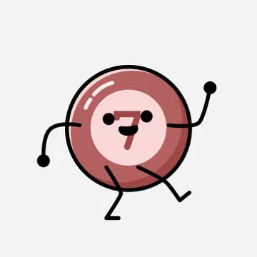 Cute Billiard Ball Mascot Vector Character in Flat Design Style Stock Illustration