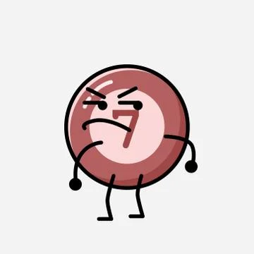 Cute Billiard Ball Mascot Vector Character in Flat Design Style Stock Illustration