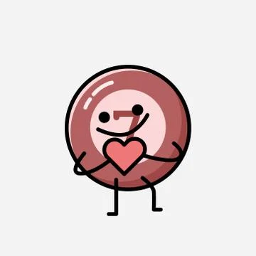 Cute Billiard Ball Mascot Vector Character in Flat Design Style Stock Illustration