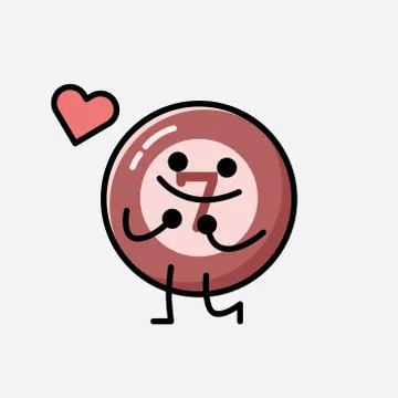 Cute Billiard Ball Mascot Vector Character in Flat Design Style Stock Illustration