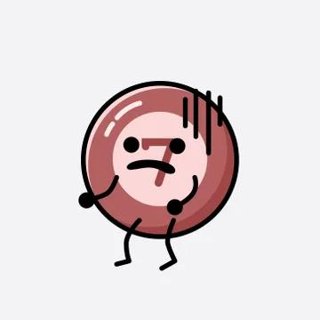 Cute Billiard Ball Mascot Vector Character in Flat Design Style Stock Illustration