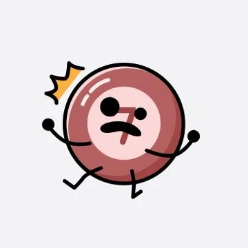 Cute Billiard Ball Mascot Vector Character in Flat Design Style Stock Illustration