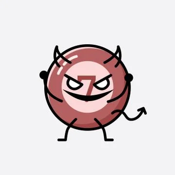 Cute Billiard Ball Mascot Vector Character in Flat Design Style Stock Illustration