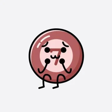 Cute Billiard Ball Mascot Vector Character in Flat Design Style Stock Illustration