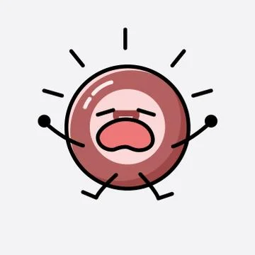 Cute Billiard Ball Mascot Vector Character in Flat Design Style Stock Illustration