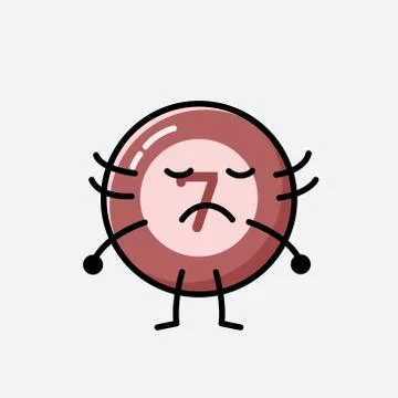 Cute Billiard Ball Mascot Vector Character in Flat Design Style Stock Illustration
