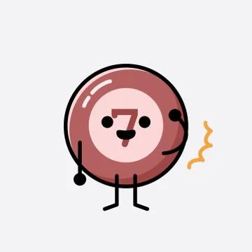Cute Billiard Ball Mascot Vector Character in Flat Design Style Illustrazione stock