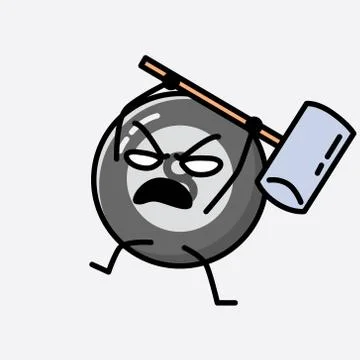 Cute Billiard Ball Mascot Vector Character in Flat Design Style Stock Illustration